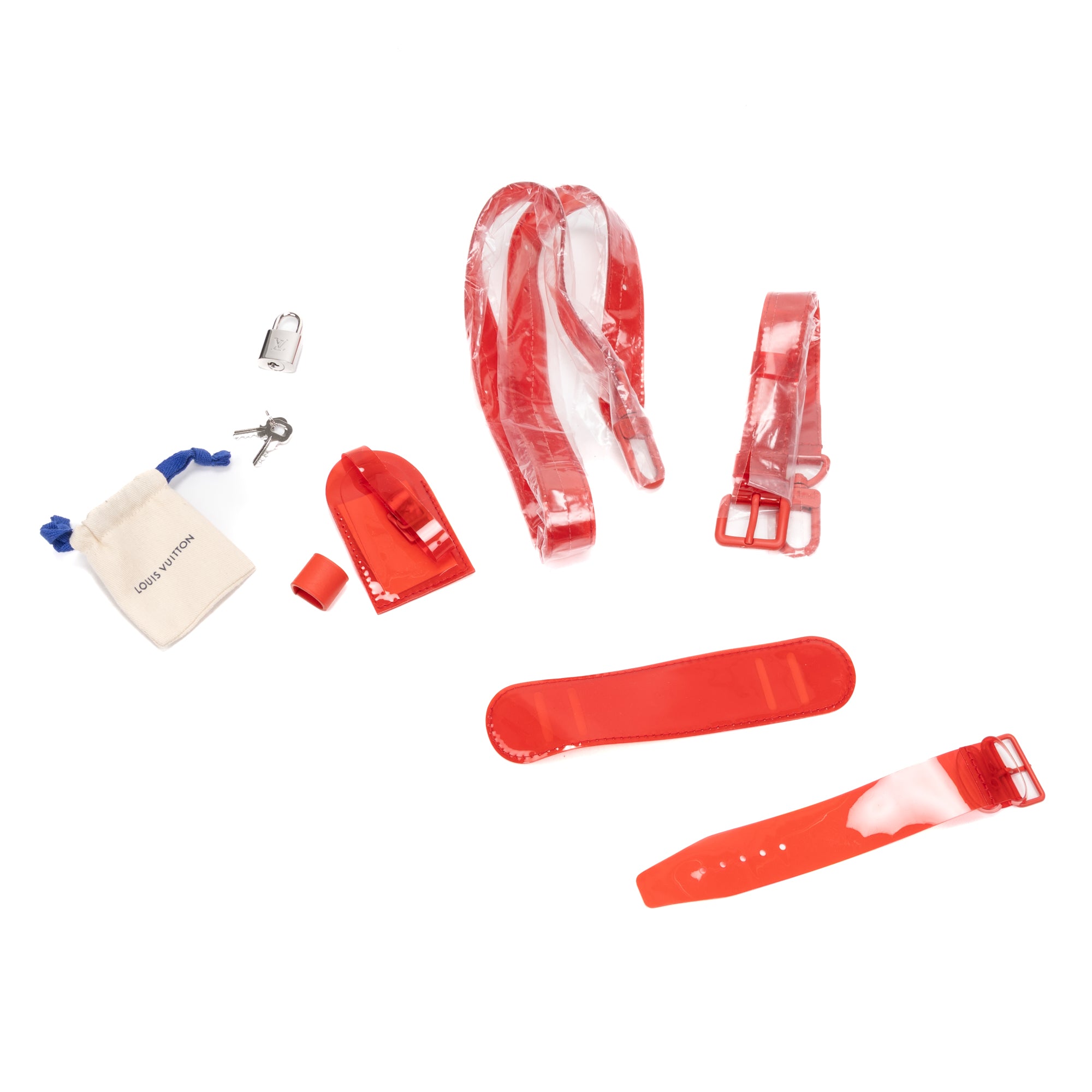 Travel Bag Ltd. Ed. Virgil Abloh Keepall Monogram Prism 50 Red Monogram Embossed PVC