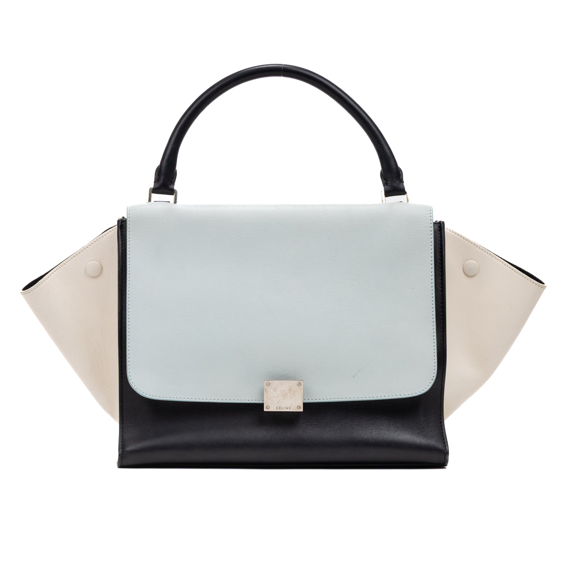 Shoulder Bag Trapeze Blue Smooth Leather