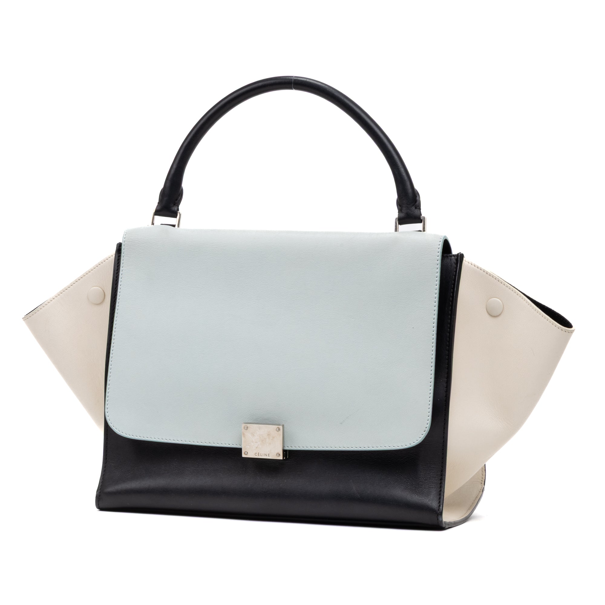 Shoulder Bag Trapeze Blue Smooth Leather