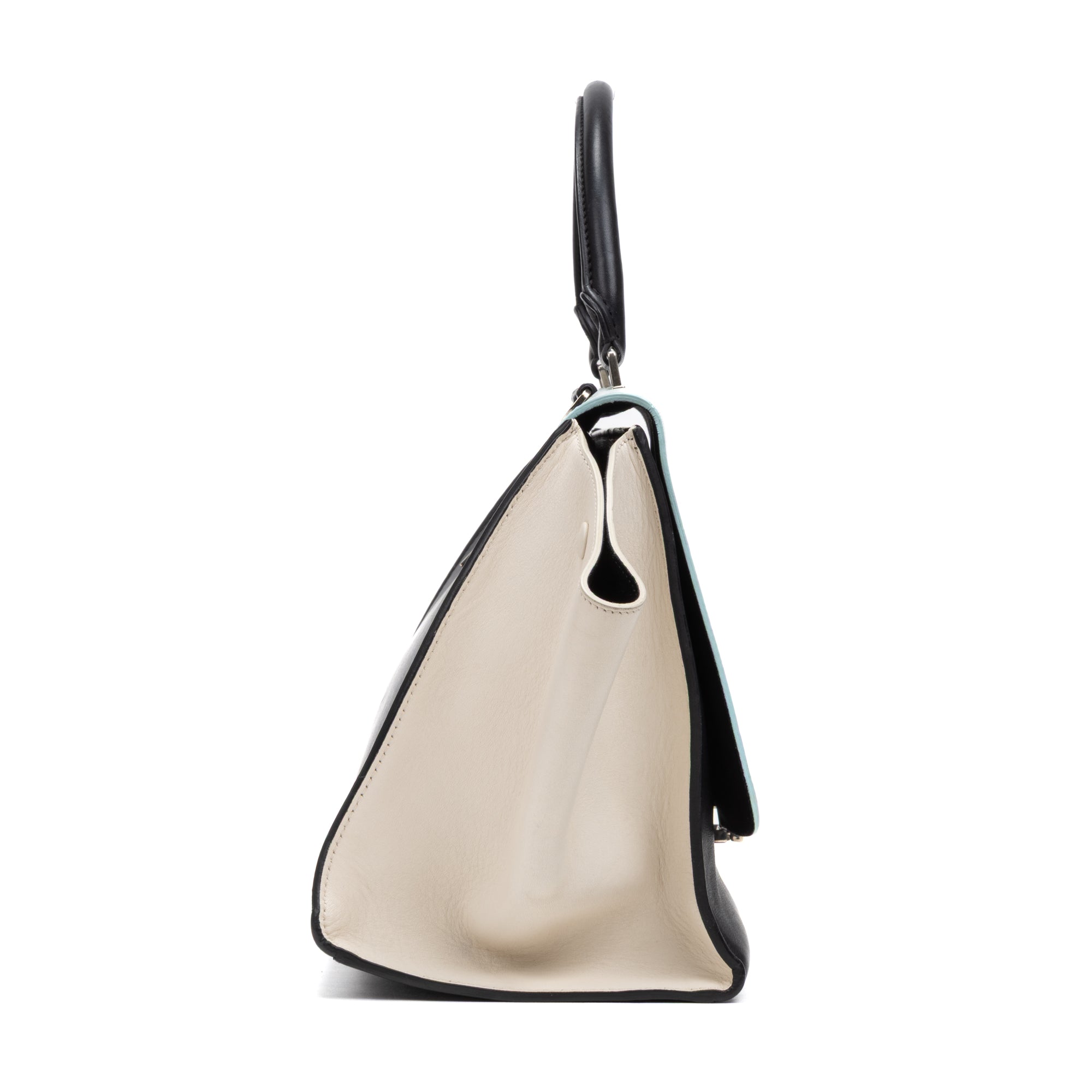 Shoulder Bag Trapeze Blue Smooth Leather