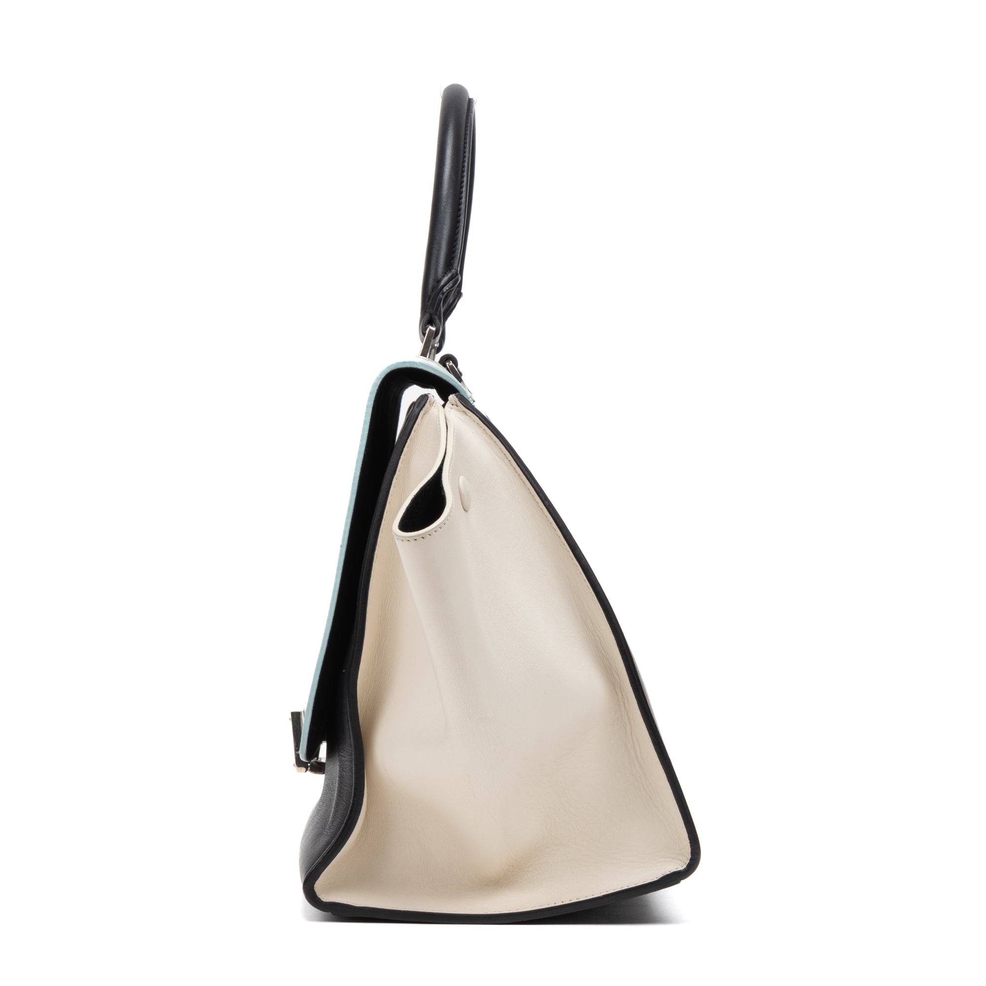 Shoulder Bag Trapeze Blue Smooth Leather