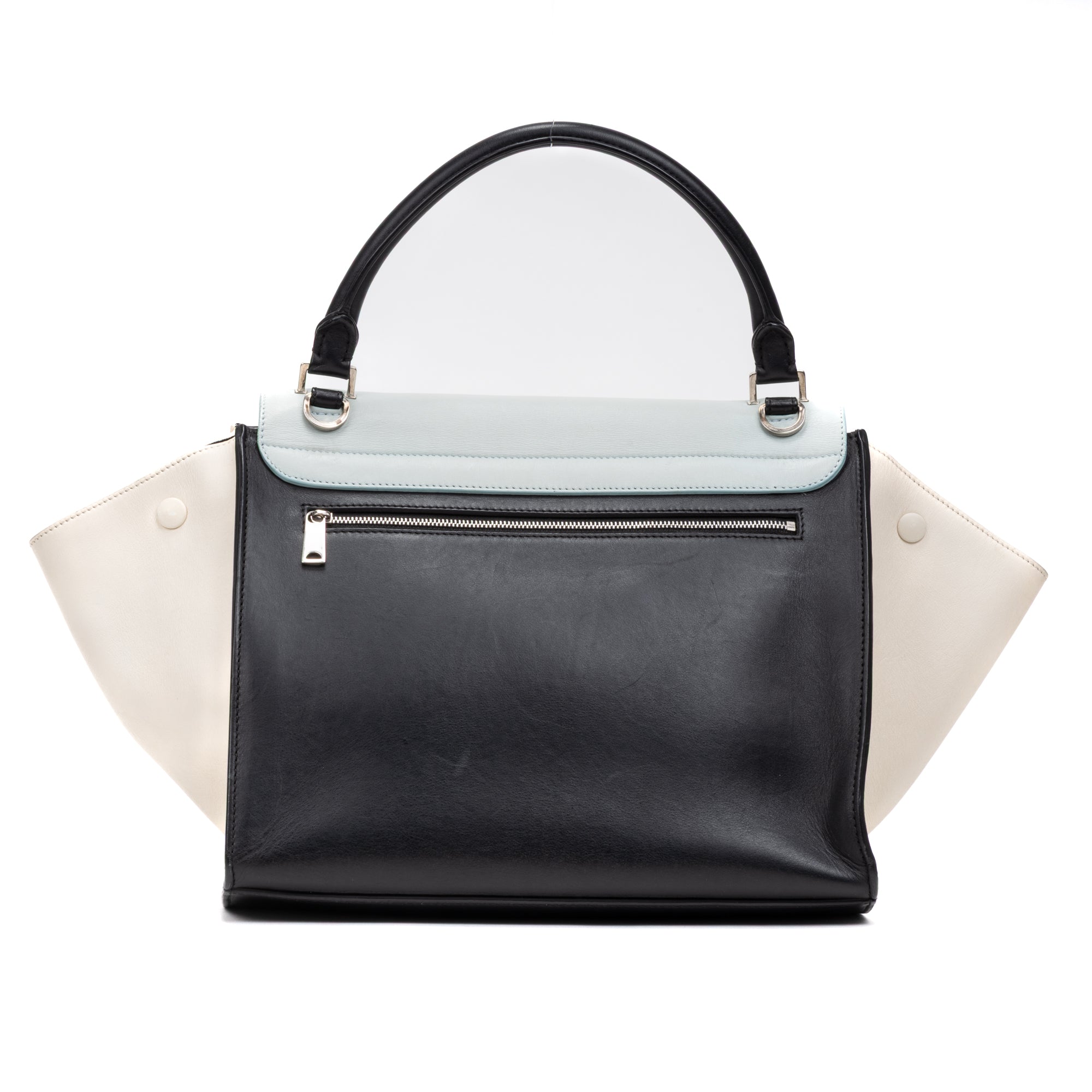 Shoulder Bag Trapeze Blue Smooth Leather