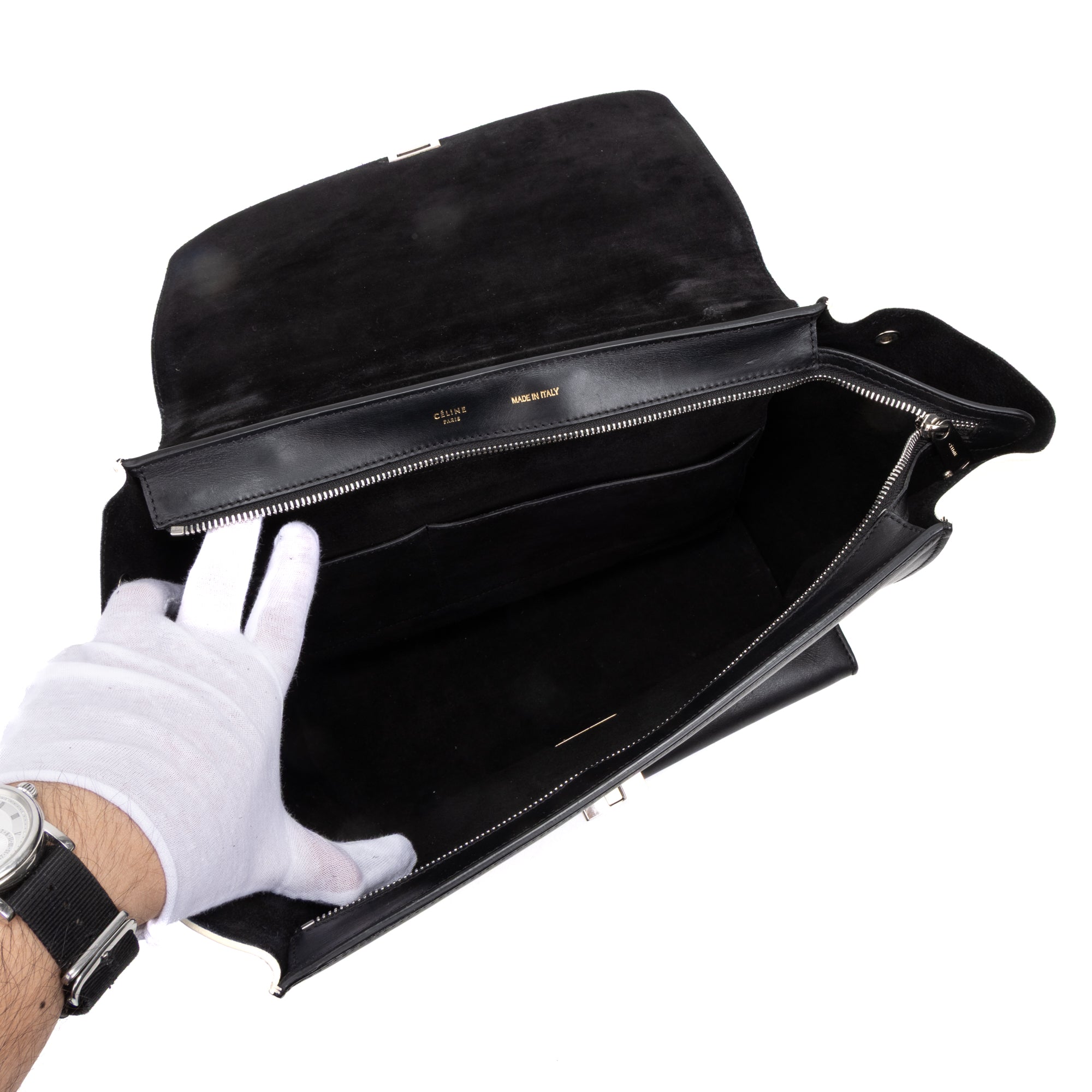 Shoulder Bag Trapeze Blue Smooth Leather