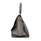 Shoulder Bag Trapeze Grey Crocodile Embossed Suede