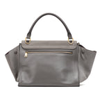 Shoulder Bag Trapeze Grey Crocodile Embossed Suede
