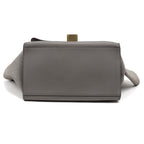 Shoulder Bag Trapeze Grey Crocodile Embossed Suede