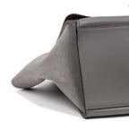 Shoulder Bag Trapeze Grey Crocodile Embossed Suede