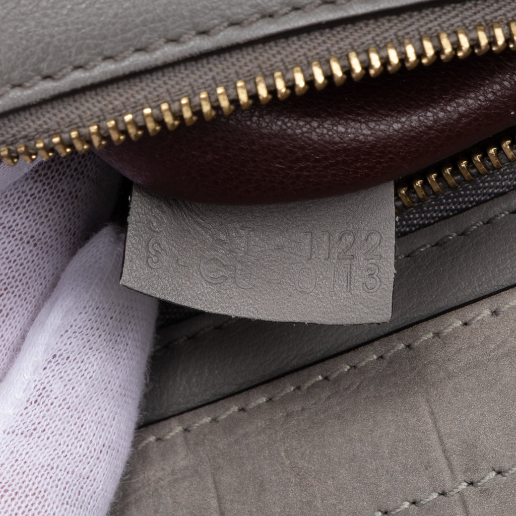 Shoulder Bag Trapeze Grey Crocodile Embossed Suede
