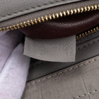 Shoulder Bag Trapeze Grey Crocodile Embossed Suede