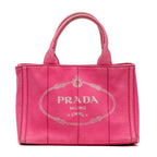 Handbag Canapa Tote Small Pink Logo Print Canvas
