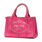 Handbag Canapa Tote Small Pink Logo Print Canvas