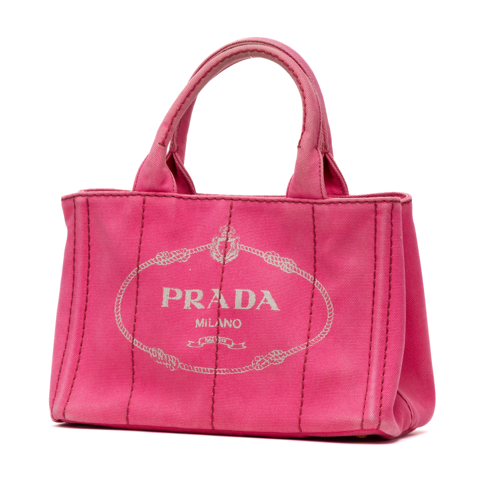 Handbag Canapa Tote Small Pink Logo Print Canvas
