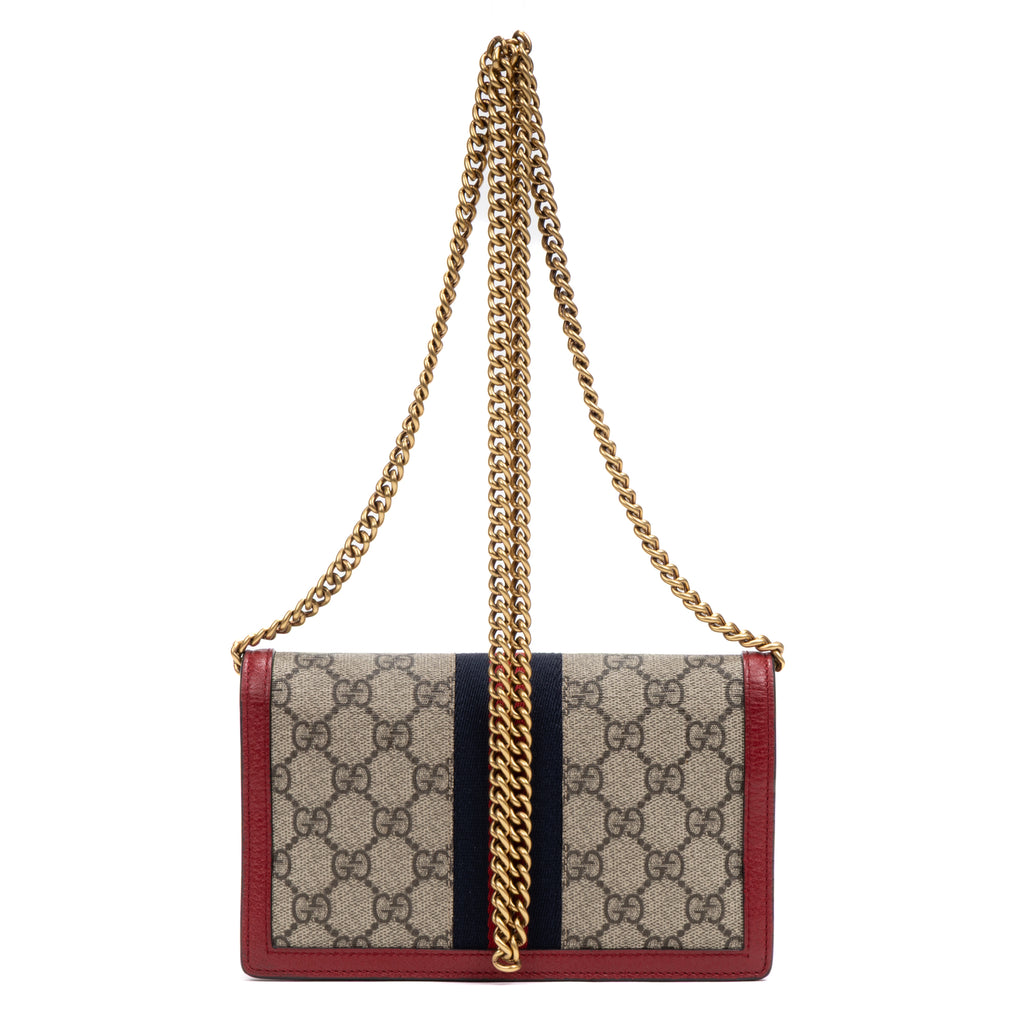 Shoulder Bag Queen Margaret Chain Wallet Beige Web Supreme Coated Canvas
