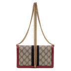 Shoulder Bag Queen Margaret Chain Wallet Beige Web Supreme Coated Canvas
