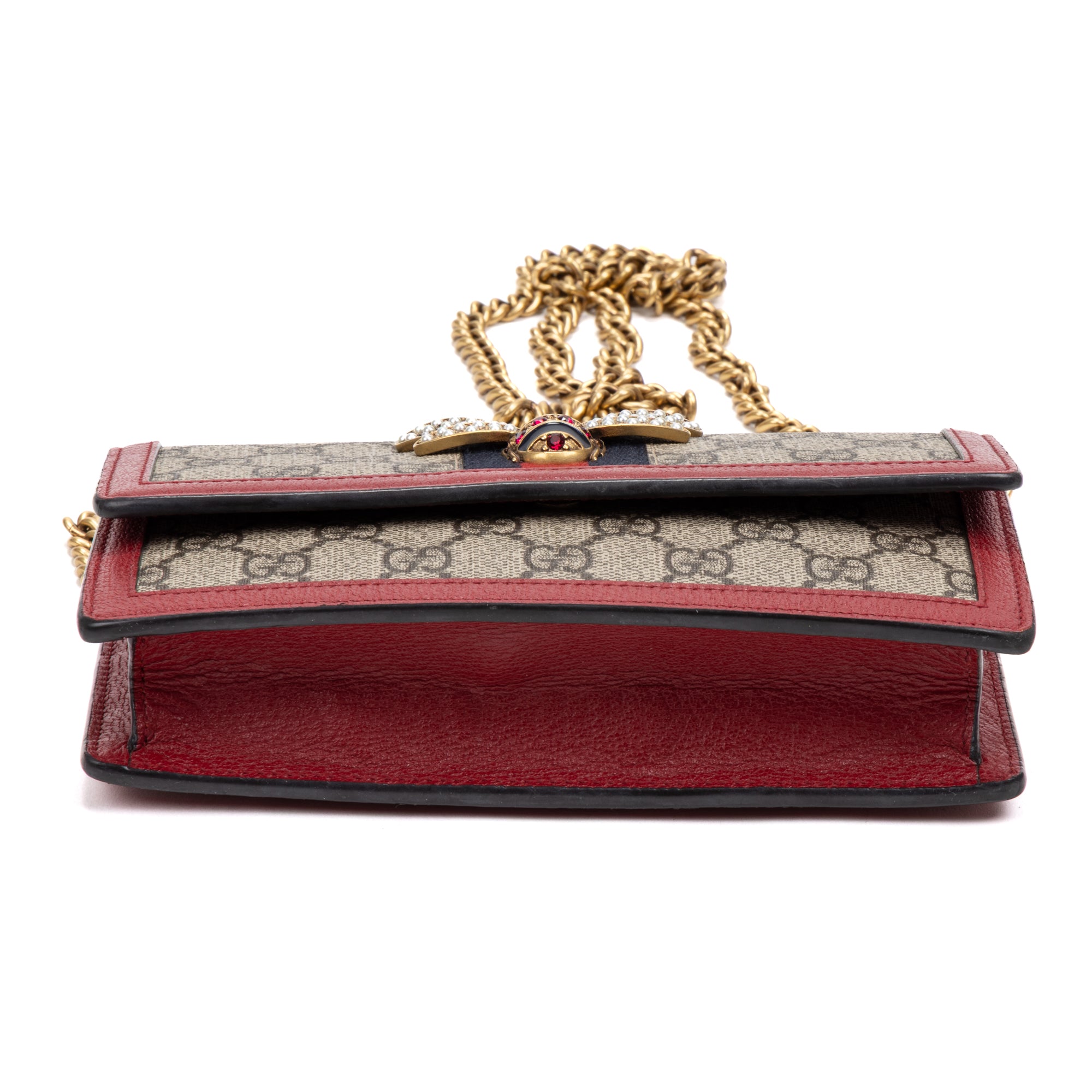 Shoulder Bag Queen Margaret Chain Wallet Beige Web Supreme Coated Canvas