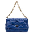 Shoulder Bag System Flap Large Blue Nappa Quilted Leather