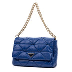 Shoulder Bag System Flap Large Blue Nappa Quilted Leather