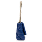 Shoulder Bag System Flap Large Blue Nappa Quilted Leather