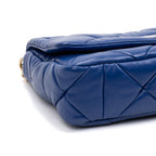 Shoulder Bag System Flap Large Blue Nappa Quilted Leather