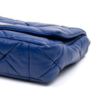 Shoulder Bag System Flap Large Blue Nappa Quilted Leather