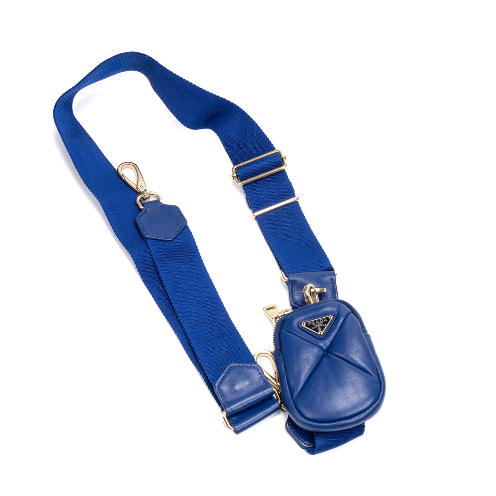 Shoulder Bag System Flap Large Blue Nappa Quilted Leather