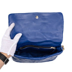 Shoulder Bag System Flap Large Blue Nappa Quilted Leather