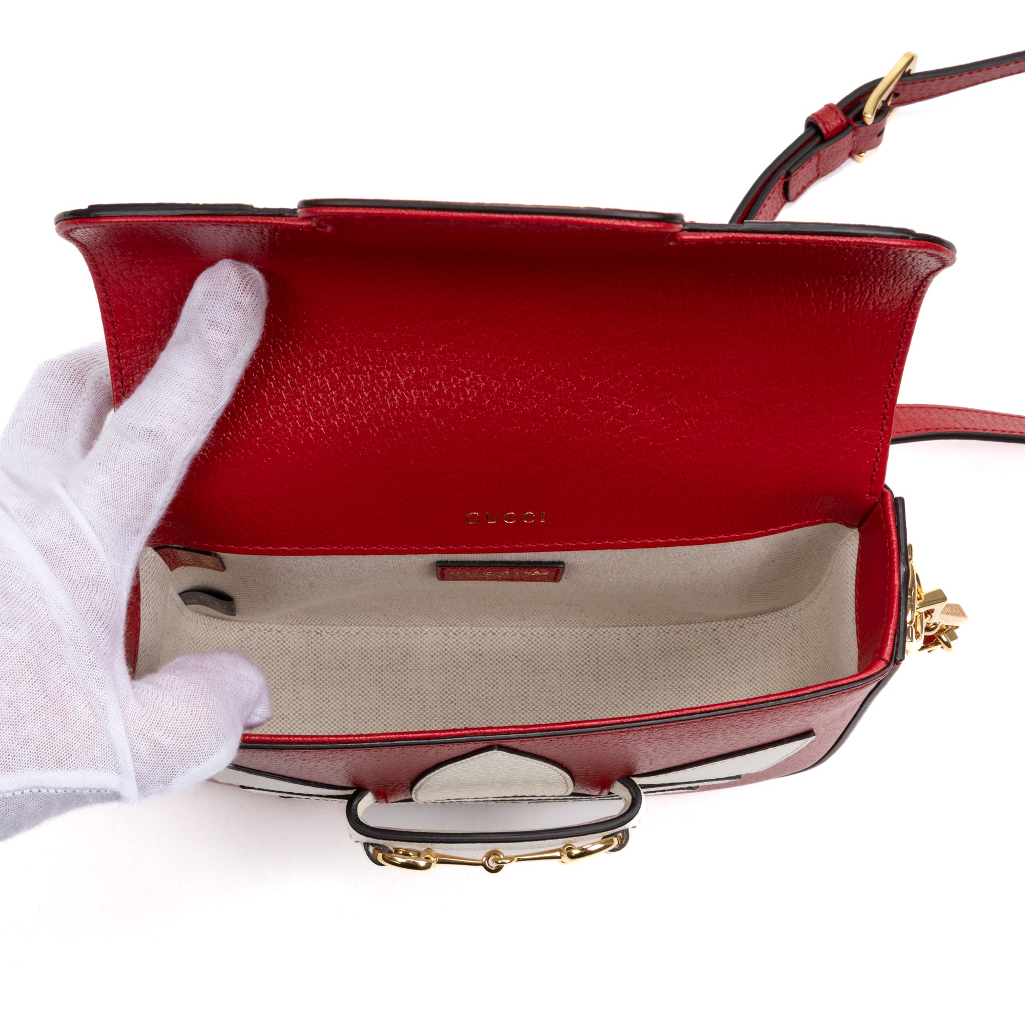 Shoulder Bag Adidas Horsebit 1955 Mini Red Calfskin Leather