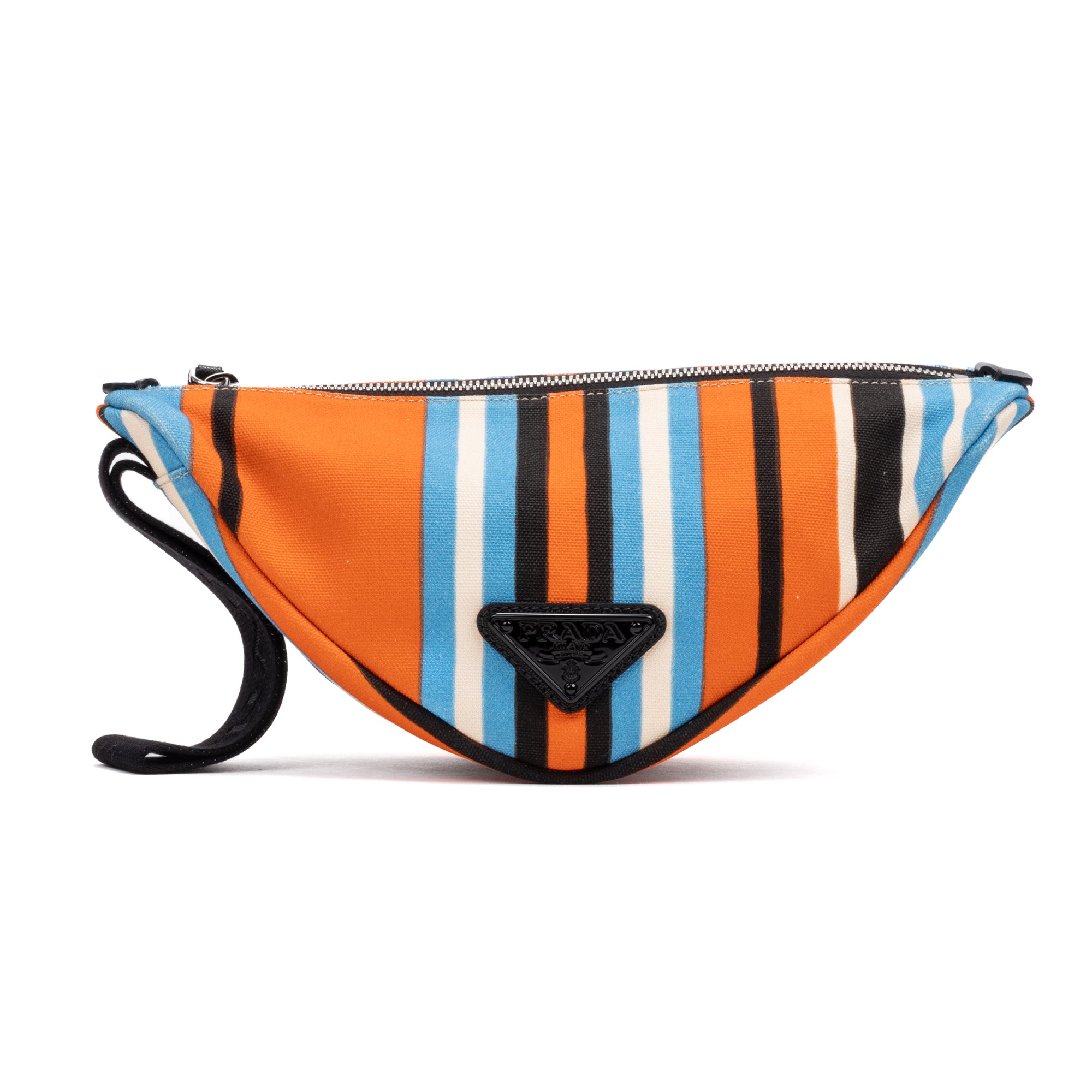 Shoulder Bag Triangle Logo Zip Crossbody Orange Printed Canvas