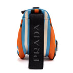 Shoulder Bag Triangle Logo Zip Crossbody Orange Printed Canvas