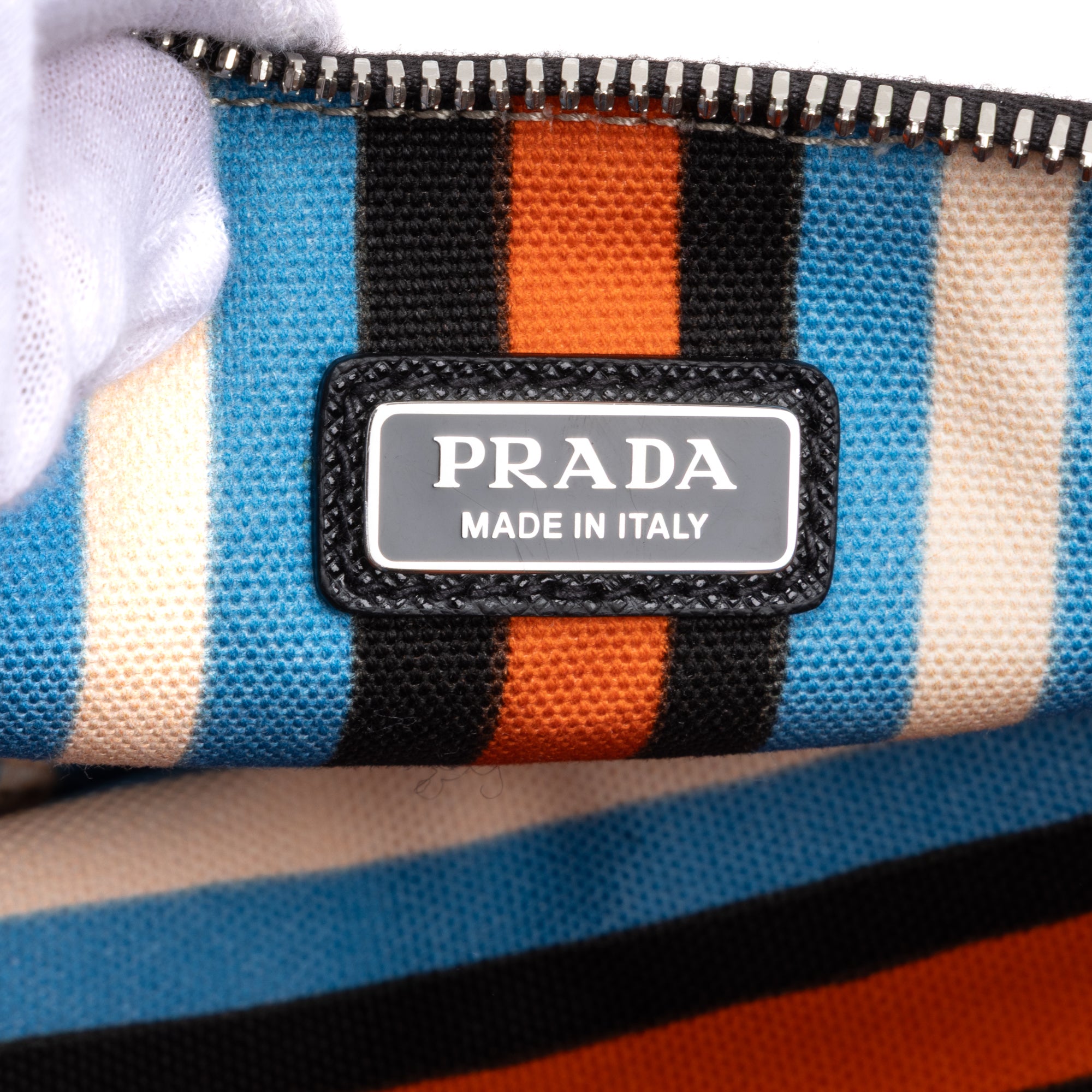 Shoulder Bag Triangle Logo Zip Crossbody Orange Printed Canvas