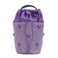 Shoulder Bag Roman Stud Bucket Bag Purple Raffia Canvas/Smooth Leather