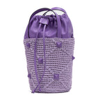Shoulder Bag Roman Stud Bucket Bag Purple Raffia Canvas/Smooth Leather