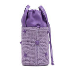 Shoulder Bag Roman Stud Bucket Bag Purple Raffia Canvas/Smooth Leather