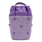 Shoulder Bag Roman Stud Bucket Bag Purple Raffia Canvas/Smooth Leather