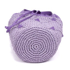 Shoulder Bag Roman Stud Bucket Bag Purple Raffia Canvas/Smooth Leather