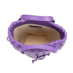 Shoulder Bag Roman Stud Bucket Bag Purple Raffia Canvas/Smooth Leather