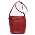 Shoulder Bag Long Strap Big Bucket Red Soft Leather