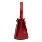 Shoulder Bag Long Strap Big Bucket Red Soft Leather