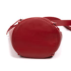Shoulder Bag Long Strap Big Bucket Red Soft Leather