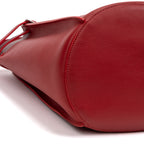 Shoulder Bag Long Strap Big Bucket Red Soft Leather