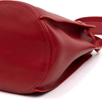 Shoulder Bag Long Strap Big Bucket Red Soft Leather