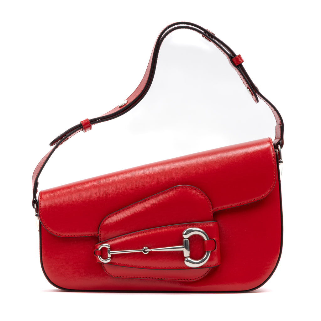 Shoulder Bag 1955 Horsebit Assymetric Small Red Calfskin Leather