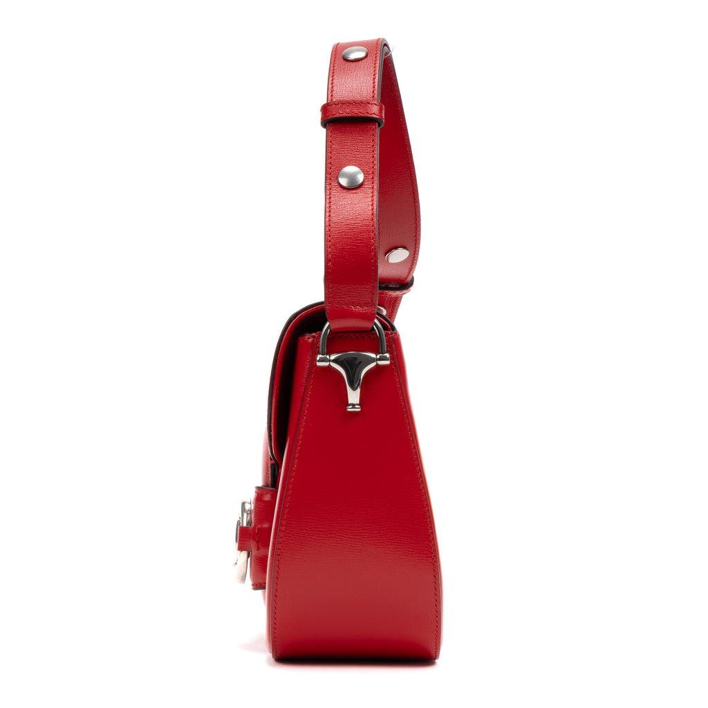 Shoulder Bag 1955 Horsebit Assymetric Small Red Calfskin Leather