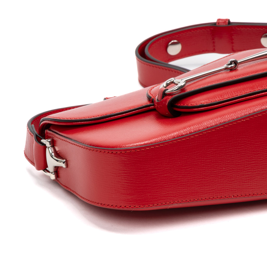 Shoulder Bag 1955 Horsebit Assymetric Small Red Calfskin Leather