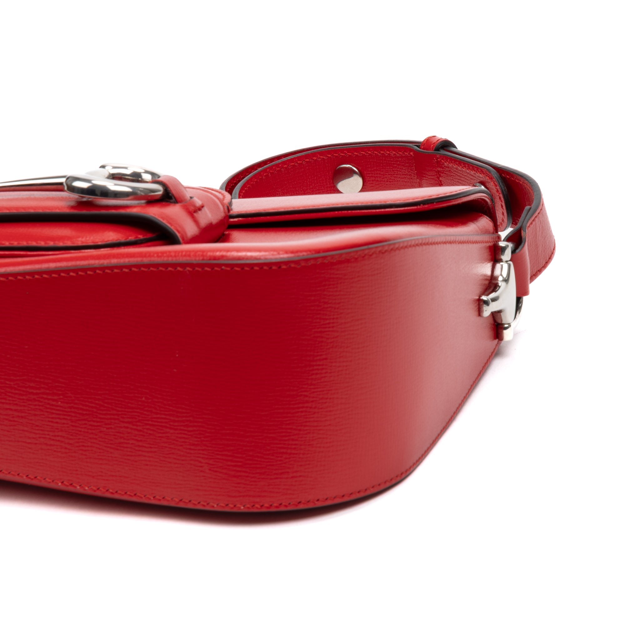 Shoulder Bag 1955 Horsebit Assymetric Small Red Calfskin Leather