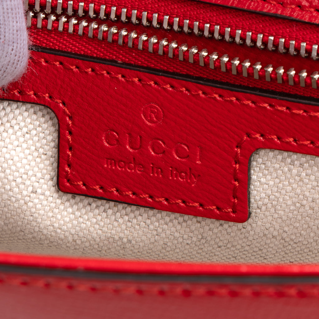 Shoulder Bag 1955 Horsebit Assymetric Small Red Calfskin Leather