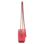 Shoulder Bag French New Wave Round Chain Clutch Mini Pink Caviar Quilted Leather