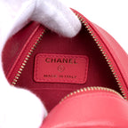 Shoulder Bag French New Wave Round Chain Clutch Mini Pink Caviar Quilted Leather