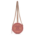 Shoulder Bag Filigree Round Chain Clutch Mini Pink Caviar Quilted Leather