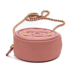 Shoulder Bag Filigree Round Chain Clutch Mini Pink Caviar Quilted Leather